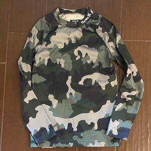 Hurley Green and Gray Camouflage Long Sleeve Shirt
